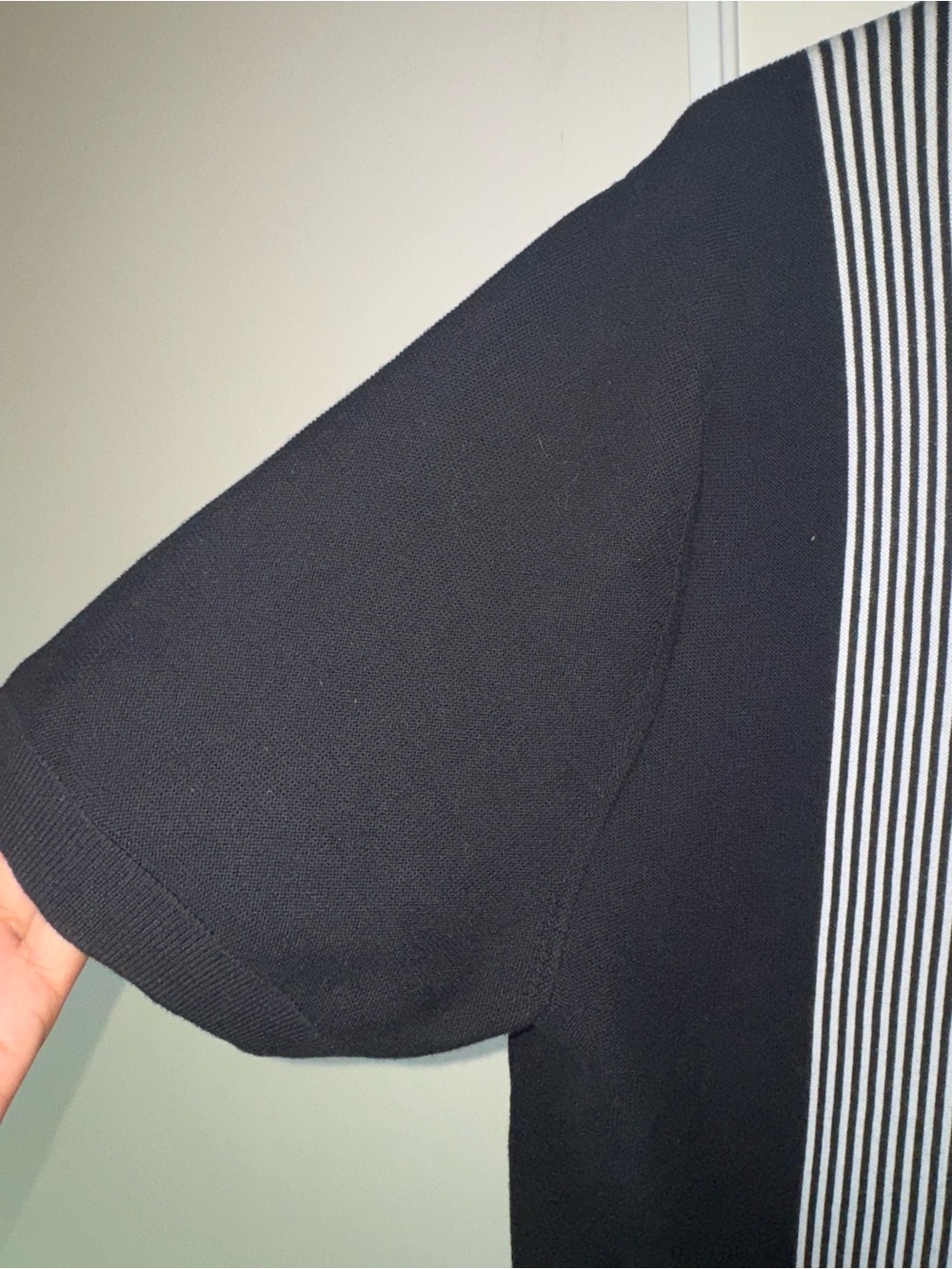 Banana Republic Black and White Vertical Stripe Button-Front Shirt - Picture 2 of 6